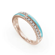Blue Balance 925 Sterling Silver Band Diamond Ring | Enamel Ring | Statement Diamond Ring